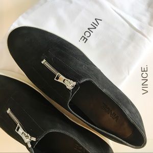 Vince. suede zip up sneaker flat
